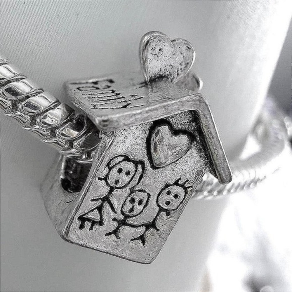 Silver Family Home‎ Bead Love Charm Fits Snake Chain Bracelet